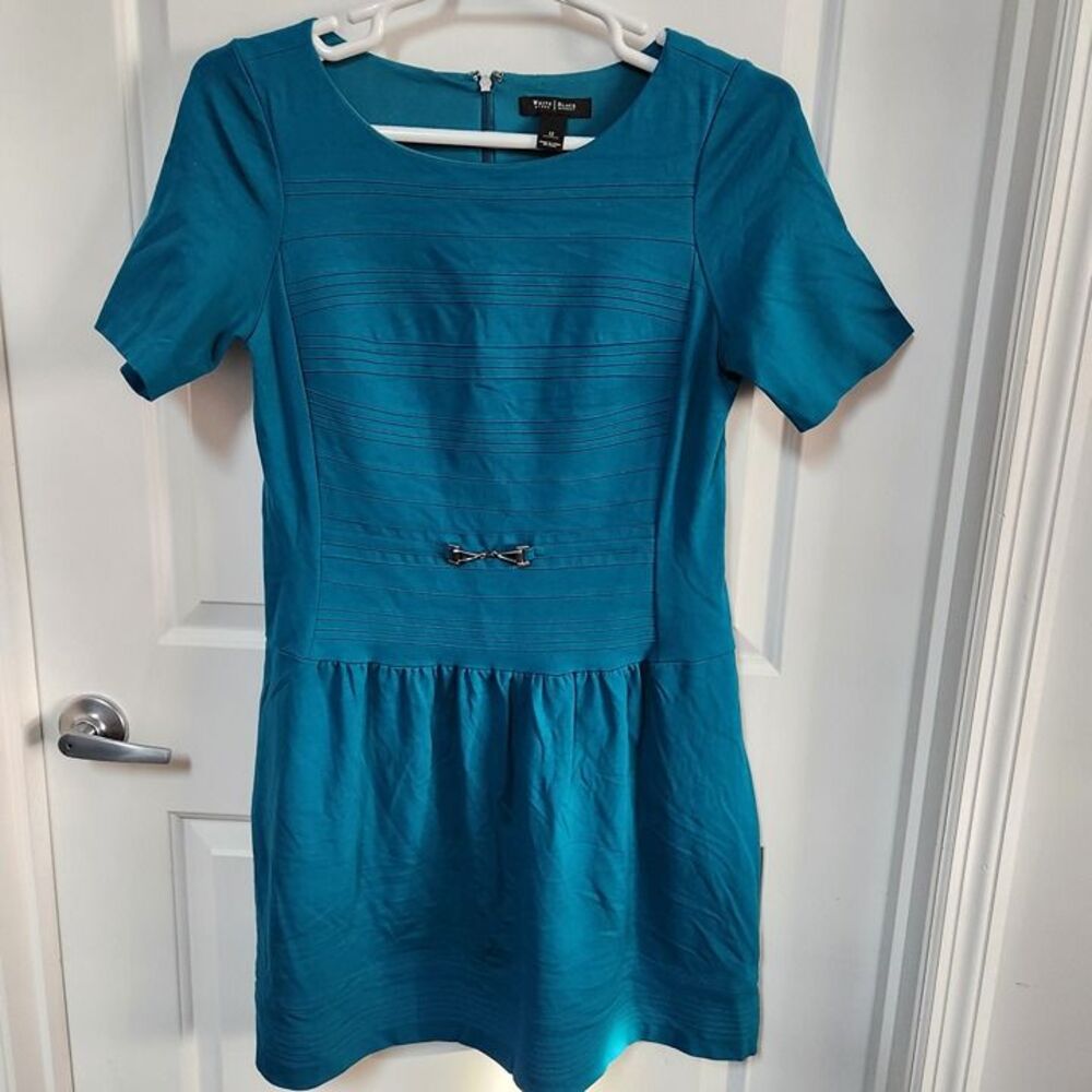 White House Black Market Womans Dress Teal, Zipper Closure Size 12 Knee Length